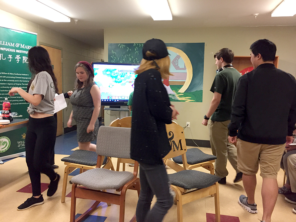 2. Students play a game of musical chairs